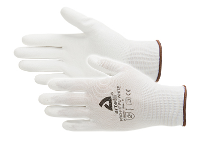 HANDSCHOEN PRO-PU WHITE (12PR)