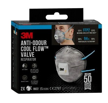 MASQUE ANTI-POUSSIERE 9922 FFP2 SOUPAPE (2PC)